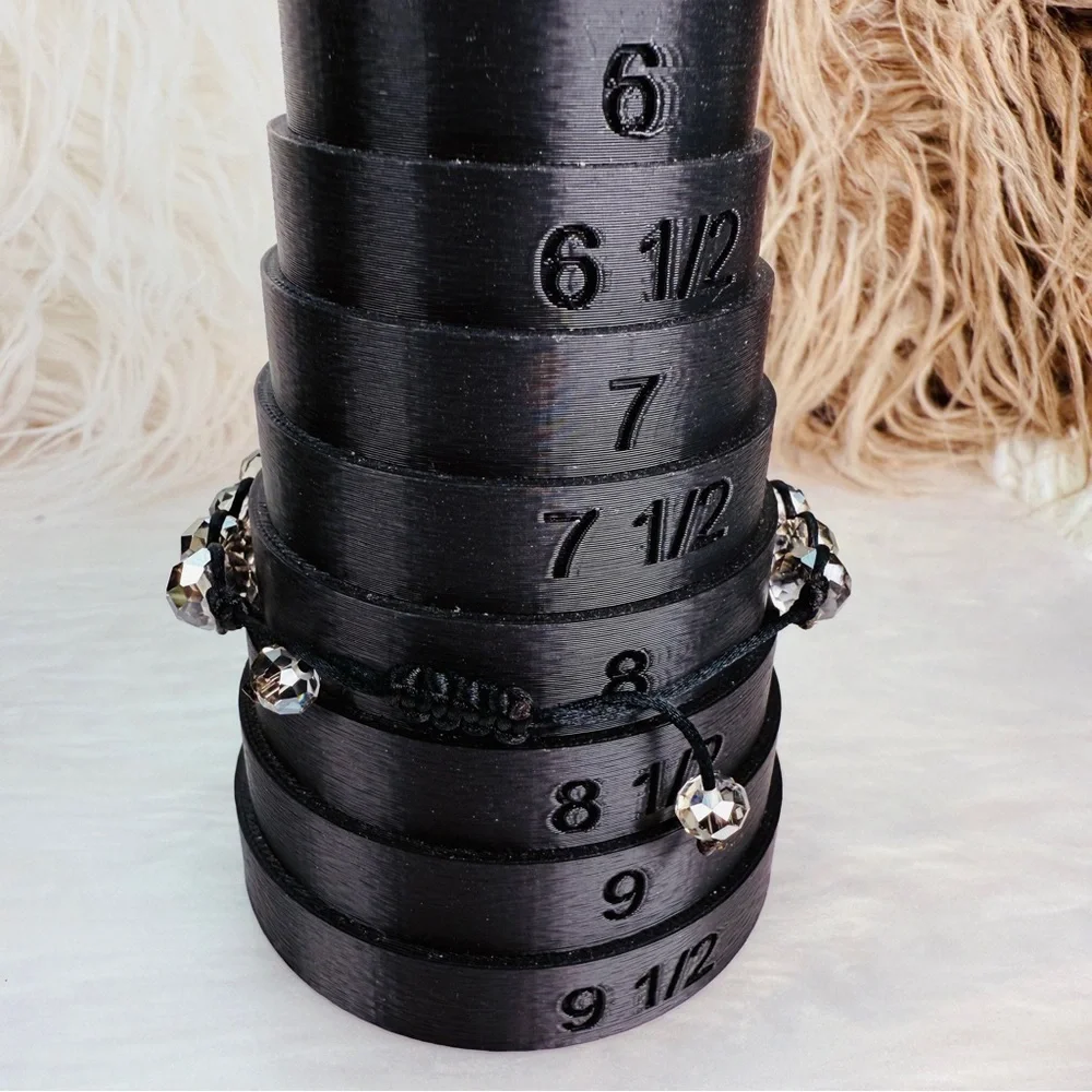 Elegant Crystal Bling Beaded Black Adjustable Bracelet